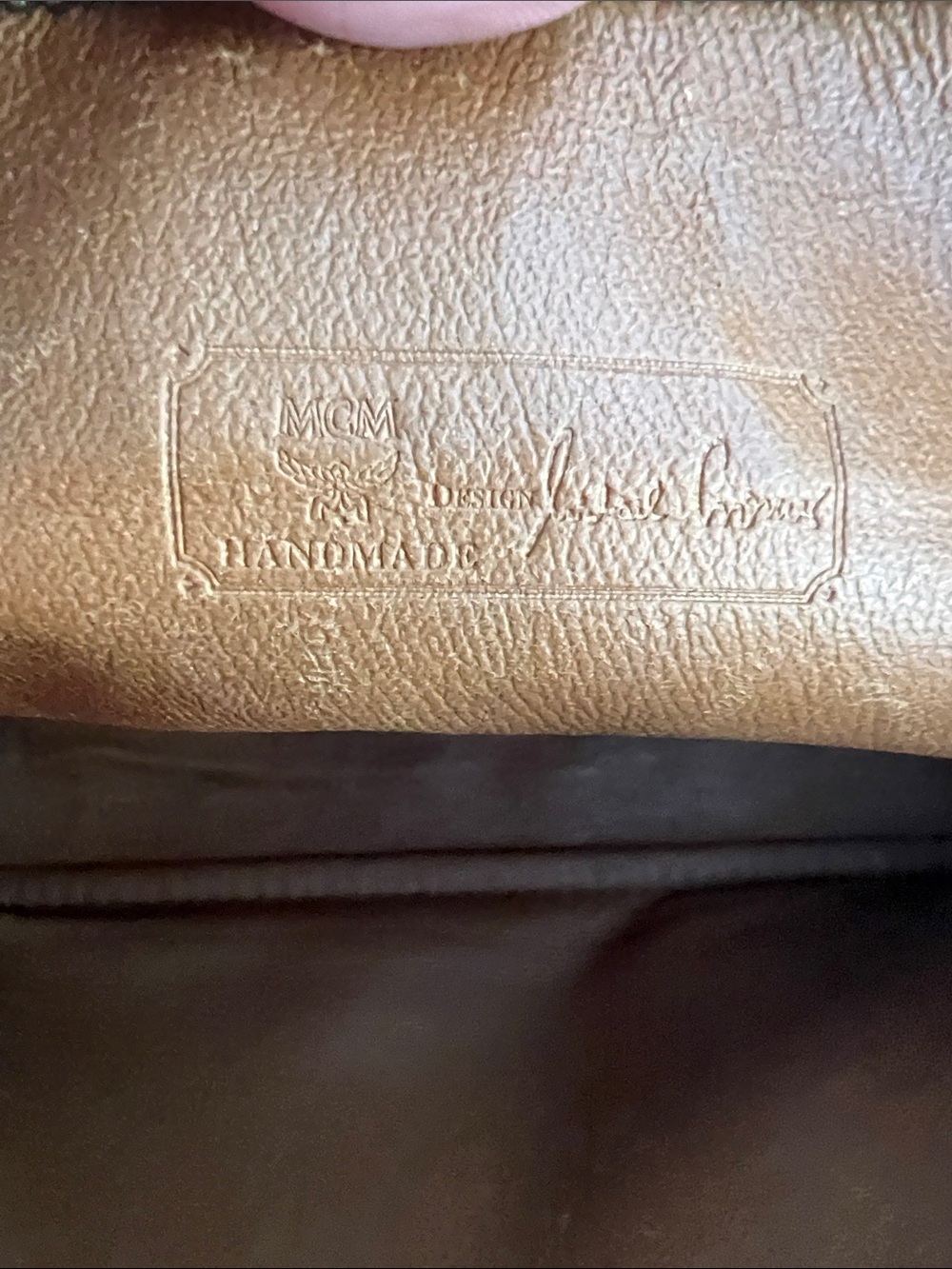 MCM Cognac Visetos Monogram Clutch with Brown Trim - Picture 15 of 15
